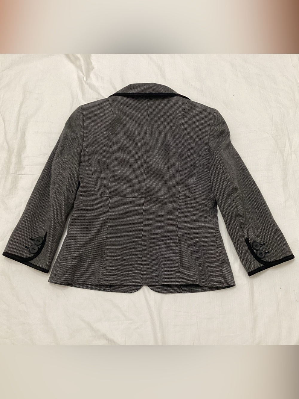 Nine West Size 2 Gray Skirt Suit Black Trim Lined - Picture 6 of 13